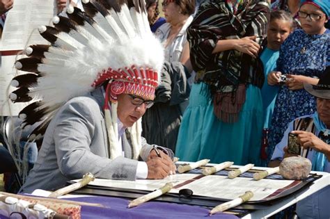 Historic Treaty Signing Unites First Nations Lands And Bison