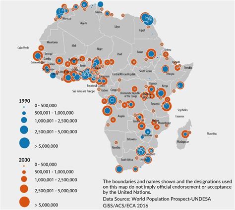 Click the name of each highlighted city in africa. Map showing the largest cities by population in Africa ...