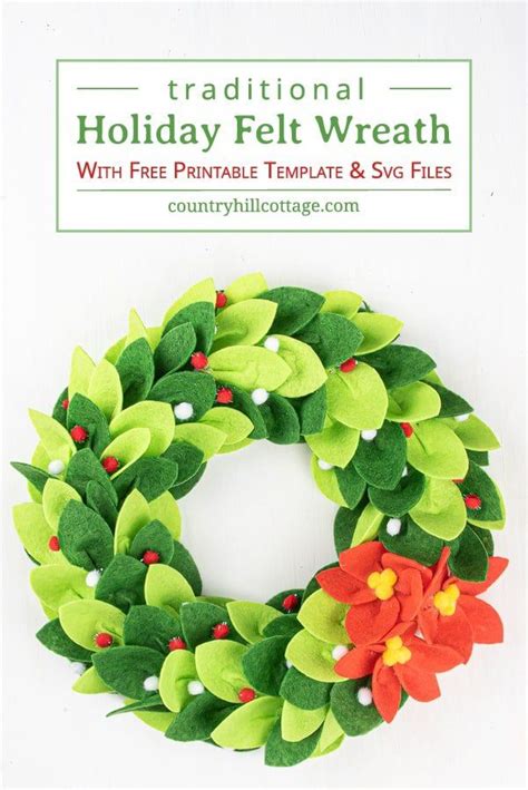 Diy Christmas Felt Wreath With Felt Poinsettia 2 Ways Paper Wreath