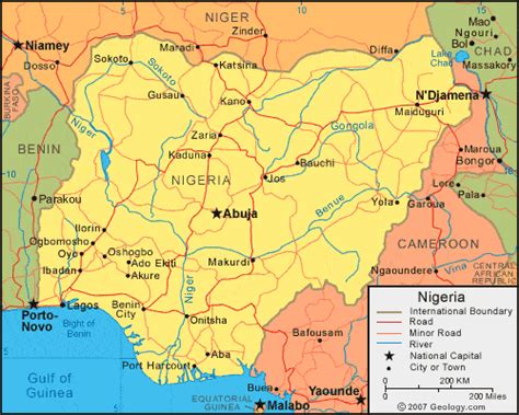 Nigeria Map And Satellite Image