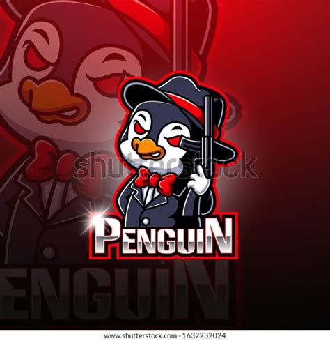 Penguin Esport Mascot Logo Design Stock Vector Royalty Free