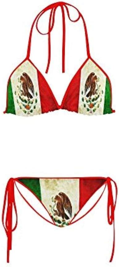 Mexican Flag Custom String Bikini Swimsuit Swimwear Bathing