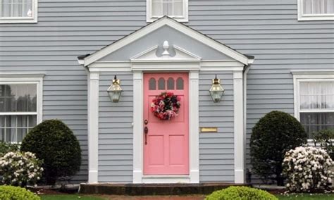 Home Exterior In Gray And Pink Interiors By Color