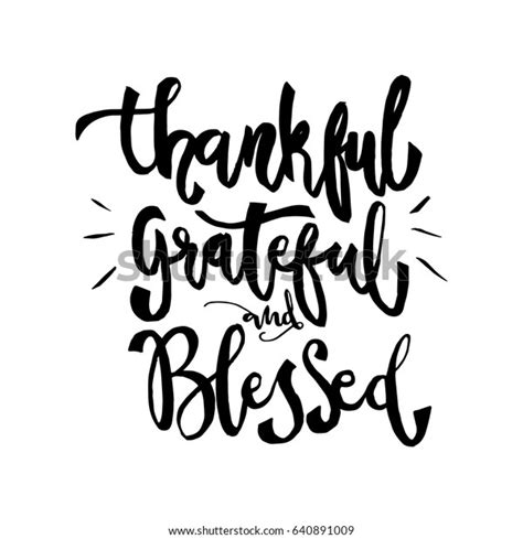 Thankful Grateful Blessed On White Background Stock Vector Royalty