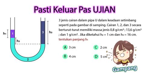 Soal Dan Pembahasan Pipa U Fluida Statis Kelas 11 Yang Pasti Keluar Pas