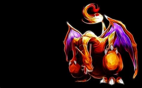 Pokemon Fire Sharizard On A Black Background Wallpapers And Images