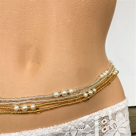 2 Sets Of Sexy Waist Chain Creative Colorful Rice Beads Elastic Line