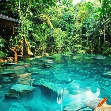 Jungle Pools Surrounded By Lush Greenery On Craiyon