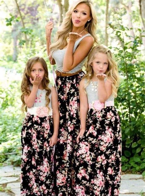 mommy and me matching striped floral sleeveless maxi dress in 2020 mother daughter dresses