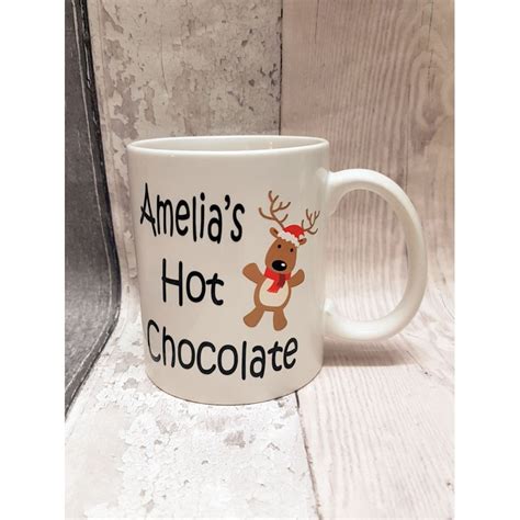 Personalised Hot Chocolate Printed Reindeer Mug Vinyl Sticker