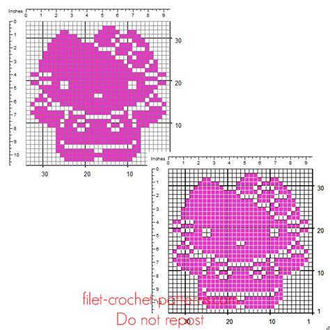 Hello Kitty Small Free Crochet Filet Insert Design 32 X 32 Free Filet