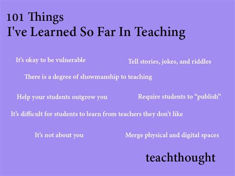 101 Things Ive Learned So Far In Teaching Teaching Inspiration