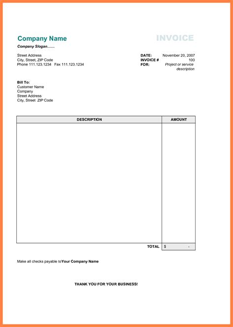 Blank Billing Invoice Scope Of Work Template Organization Free