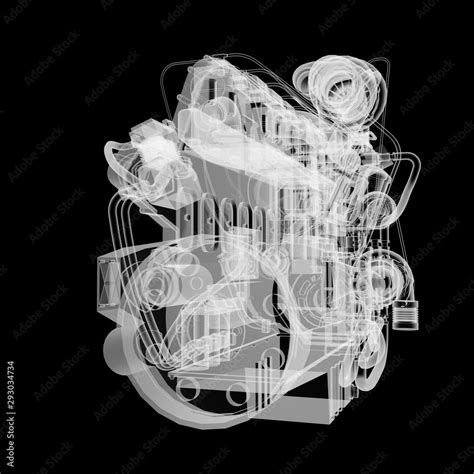 Internal Combustion Engine X Ray Style Stock Illustration Adobe Stock