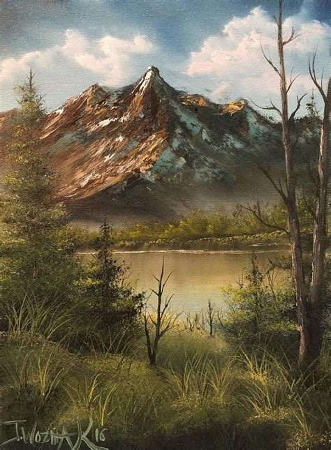 Lake View Mountain Painting By Justin Wozniak Pixels
