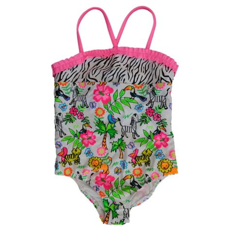 Angel Beach Toddler Girls 1 Piece Jungle Animal Print Zebra Swim Suit