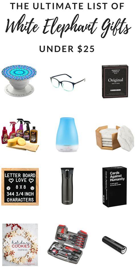 Some results of $20 unisex gift exchange ideas only suit for specific products, so make sure all the items in your cart qualify before submitting. The Ultimate List of White Elephant Gifts Under $25 ...