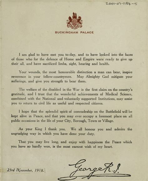 Printed Message Bearing The Facsimile Signature Of King George V 23