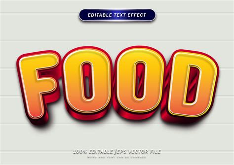 Food 3d Editable Text Effect Illustration Par Vector Play · Creative