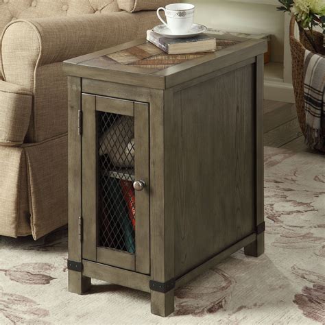 Nate Rustic Grey Charging Side Table By Foa Grey Black Furniture Of