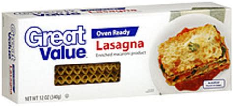 Great Value Oven Ready Lasagna Pasta 12 Oz Nutrition Information Innit