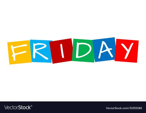 Friday Text In Colorful Rotated Squares Royalty Free Vector