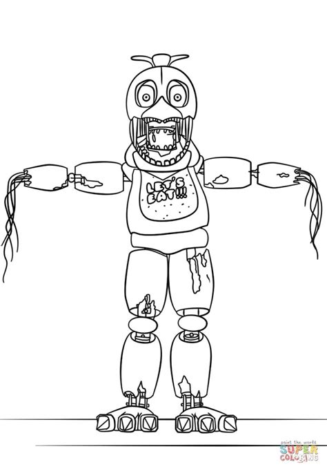 Dibujo Para Colorear Withered Chica De Five Nights At Freddys