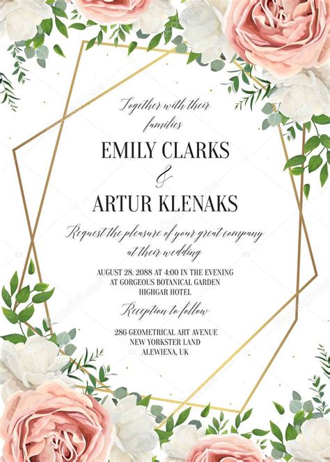 Wedding Floral Invite Invtation Card Design Watercolor
