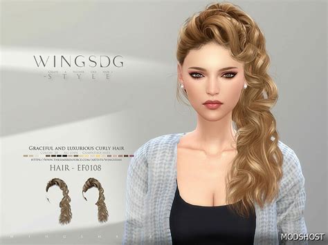 Wings Ef0108 Graceful And Luxurious Curly Hair Sims 4 Mod Modshost