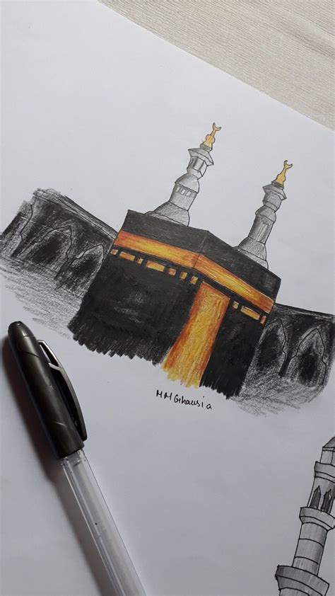 Kaaba Sharif Drawing By Me • M M Ghausia • Islamic Art Canvas