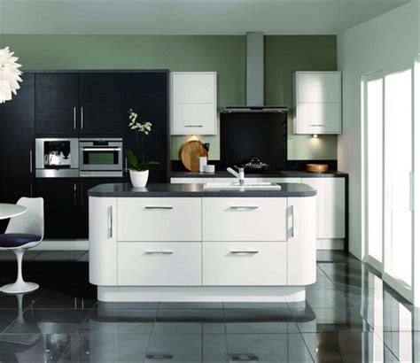 The standard depth for kitchen cabinets is about 24 inches. Black and whiet color high gloss kitchen cabinet