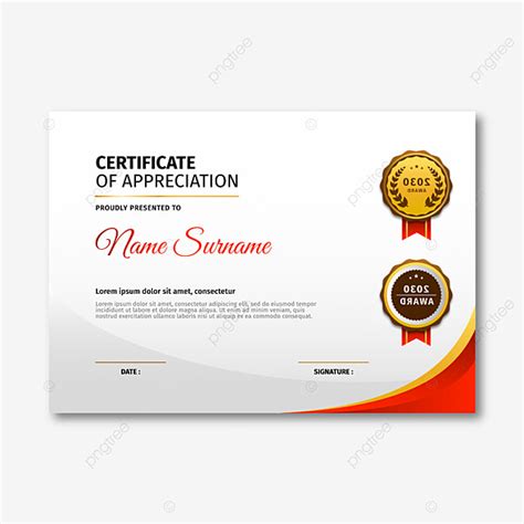 Certificate Of Appreciation With Two Badges Template Download On Pngtree