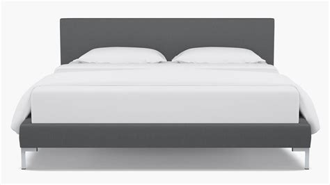 Grey Linen Upholstered Custom Modern Platform Bed California King