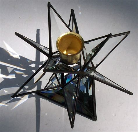 Beveled Glass Moravian Star Candleholder Table Ornament Etsy