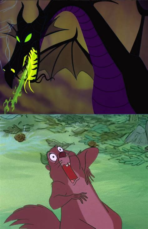 Granny Squirrel Is Scared Of Dragon Maleficent By Thomasanime On Deviantart