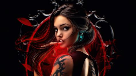 3440x1440 Dark Eyes Fantasy Tattoo Girl 4k Ultrawide Quad Hd 1440p Hd