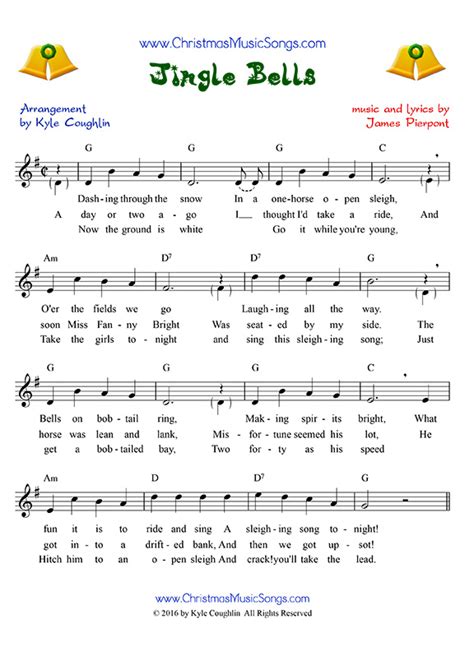 Jingle Bells Lyrics Printable Pdf