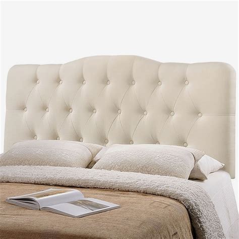 Kenmore Ivory Fabric Upholstered Tufted Queen Size Headboard On Sale Overstock 27468528