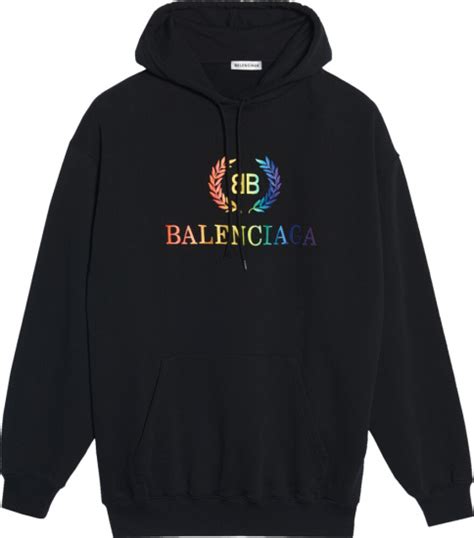 balenciaga black and rainbow bb wreath hoodie inc style
