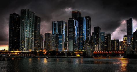 Wide Angle Photo Of Concrete High Rise Buildings Near Body Of Water Hd