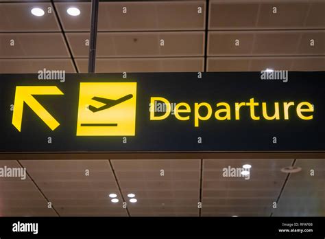 Airport Departure Signboard And Icon International Flight Departure