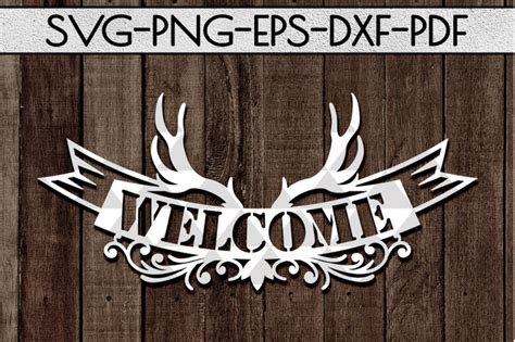 Welcome Antler Sign Papercut Template Home Decor Svg Pdf By Mulia