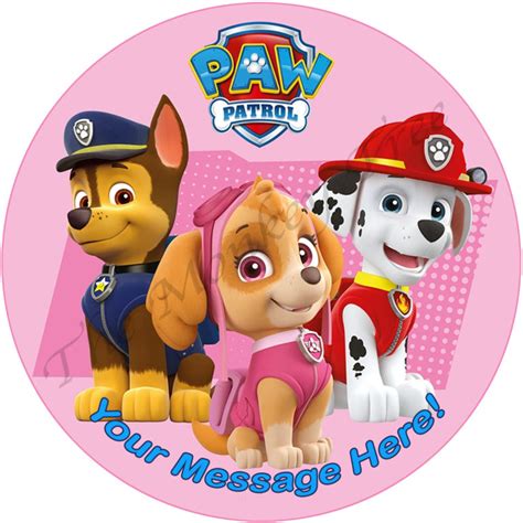 Pink Paw Patrol Edible Cake Image Can Be Personalised The Monkey Tree