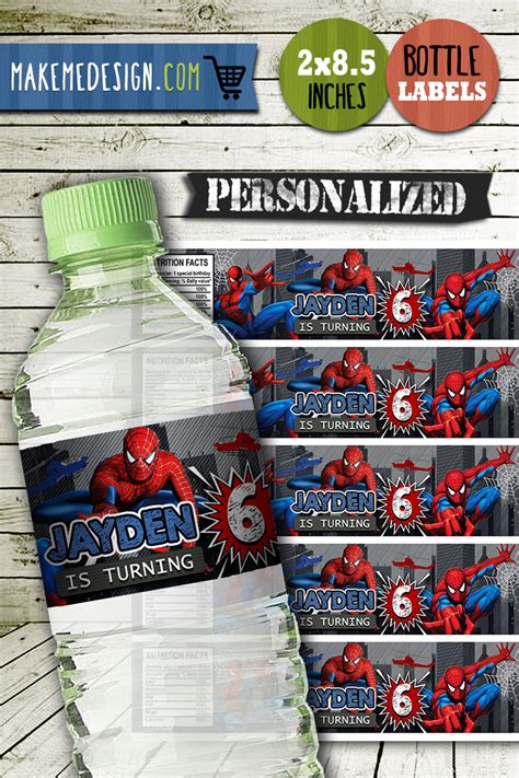 Spiderman Water Bottle Labels Spiderman Bottle Labels Water Labels