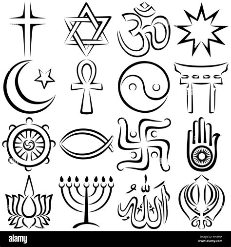 Religious Symbols Line Art Stock Vector Image Art Alamy