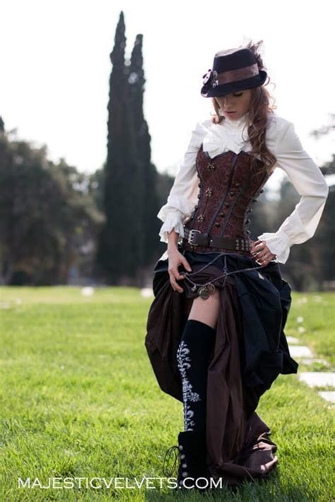 New Womens Victorian Gothic Steampunk Bustle Ruffle Skirt Brown New