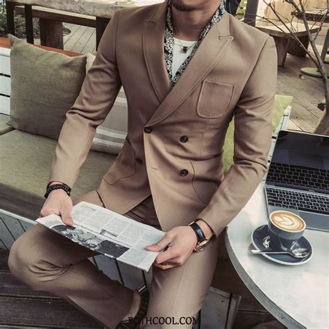 Suits Mens Online Casual Double Breasted Mens Europe Suit Bridegroom Khaki