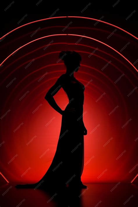 Premium Ai Image Woman Silhouettes Red Background