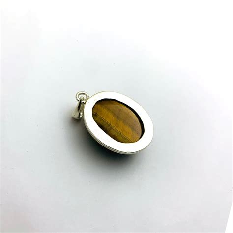 Off Sterling Silver Natural Tiger Eye Pendant Necklace Etsy