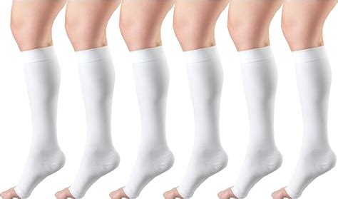 30 40 mmhg compression stockings for men and women knee high length open toe white